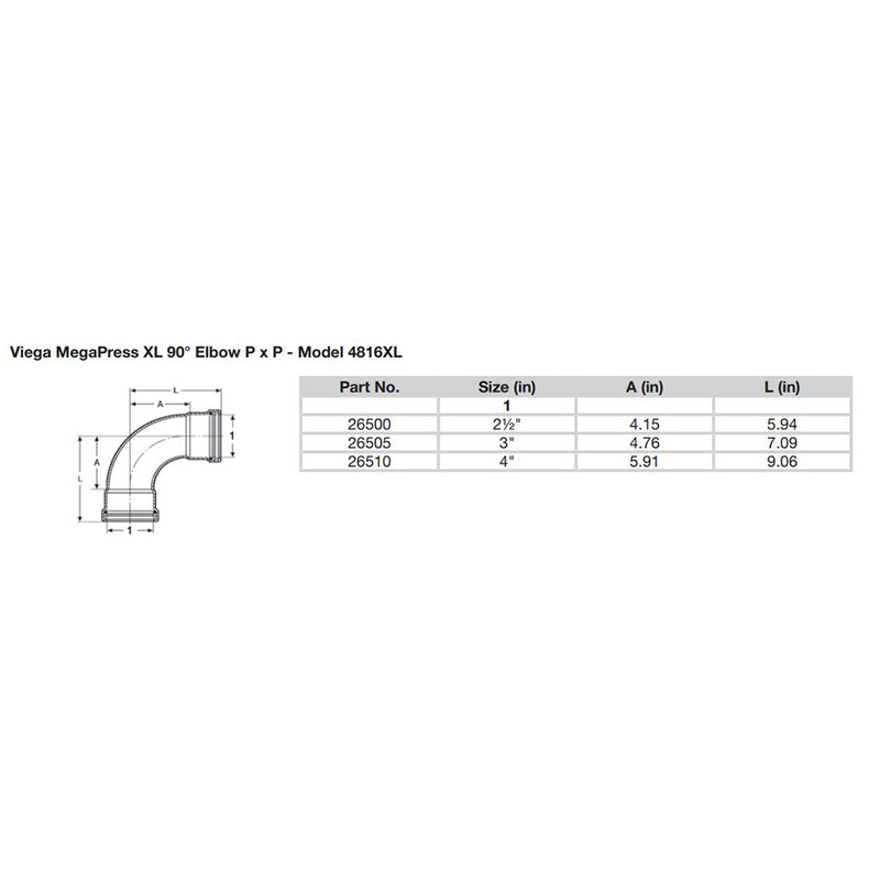 Viega MegaPress 2-1/2" 90 Carbon Steel Elbow w/FKM - Double Press Connection - Smart Connect Technology [26500] - Mealey Marine