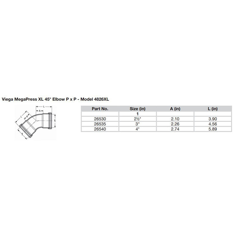 Viega MegaPress 2-1/2" 45 Carbon Steel Elbow w/FKM - Double Press Connection - Smart Connect Technology [26530] - Mealey Marine