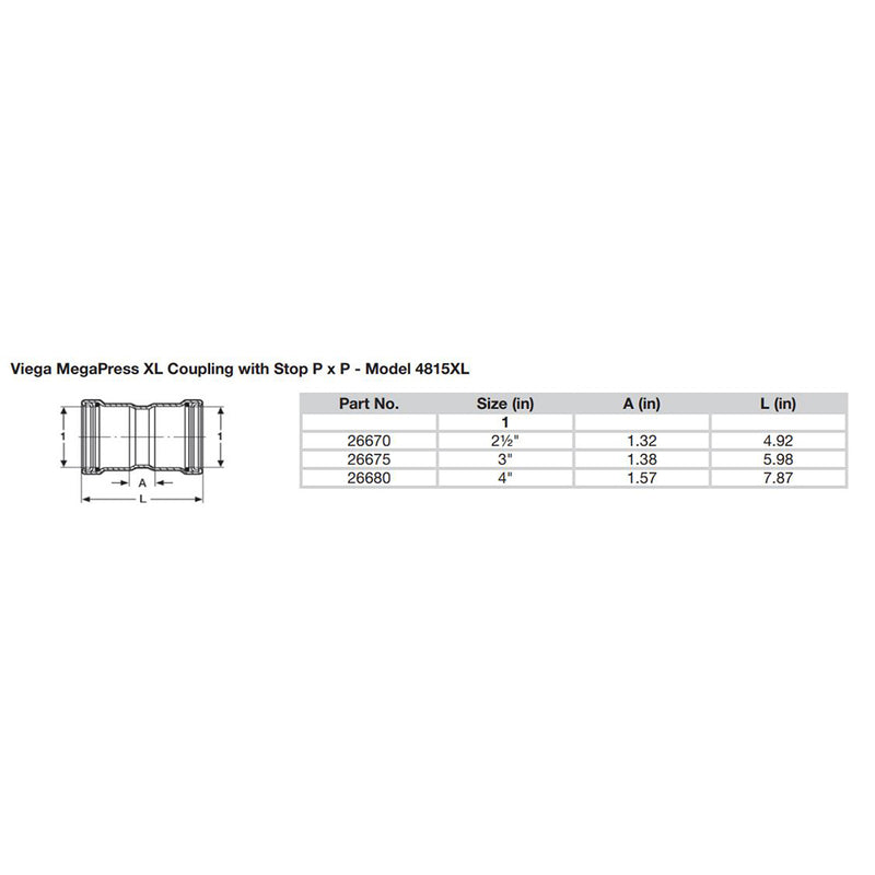 Viega MegaPress 2-1/2" Carbon Steel Coupling w/Stop w/FMK Double Press Connection - Smart Connect Technology [26670] - Mealey Marine