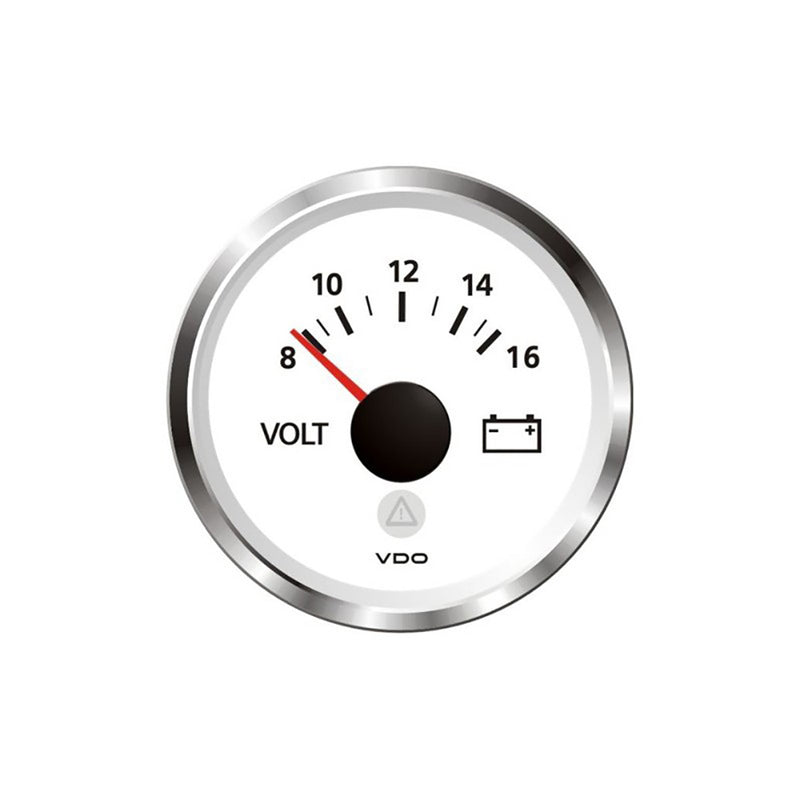 Veratron 52 MM (2-1/16") ViewLine - Voltmeter 8 to 16V - White w/Chrome Bezel [A2C59514850] - Mealey Marine