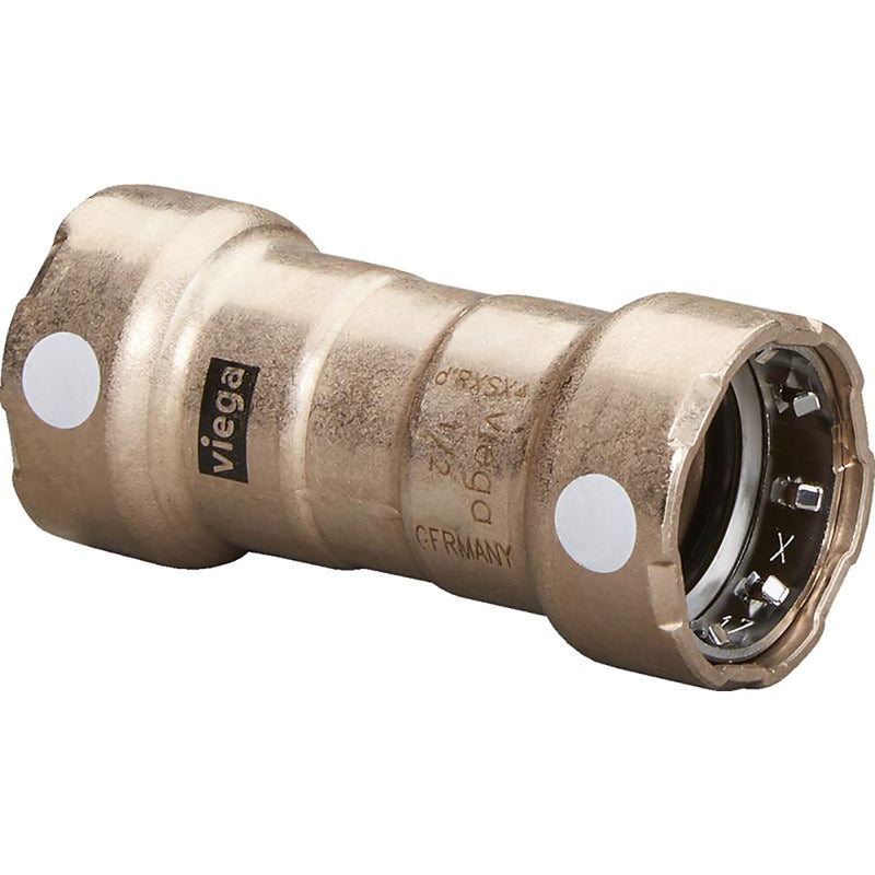 Viega MegaPress 3/4" Copper Nickel Coupling w/Stop Double Press Connection - Smart Connect Technology [88385] - Mealey Marine