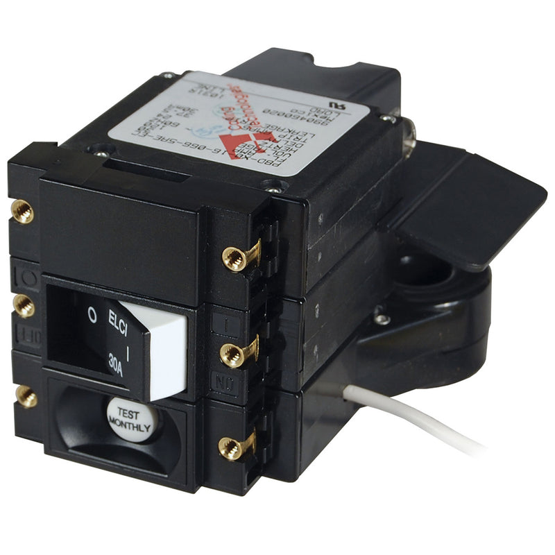 Blue Sea A-Series ELCI Main Circuit Breaker - Double Pole 120V AC 30A - Flat Rocker [3102100] - Mealey Marine