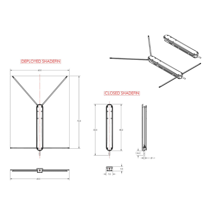 TACO ShadeFin w/White Fabric, Bag  Fixed Rod Holder Mount Kit [T10-3000-3] - Mealey Marine