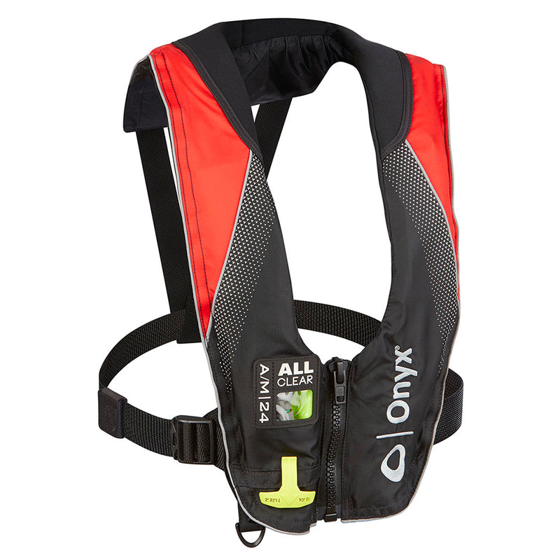 Onyx A/M-24 Series All Clear Automatic/Manual Inflatable Life Jacket - Black/Red - Adult [132200-100-004-20] - Mealey Marine