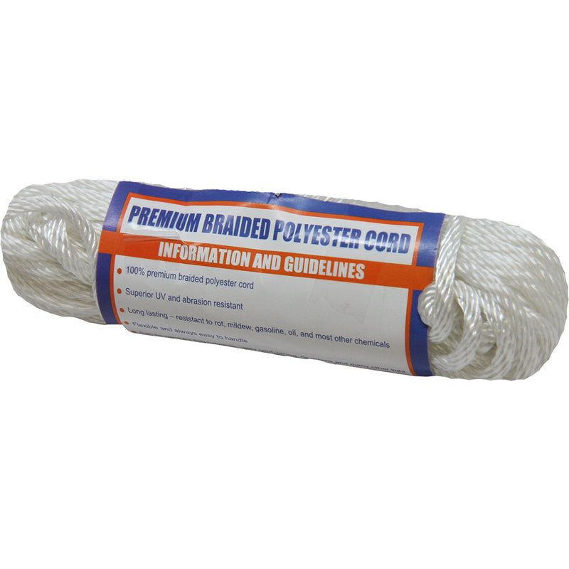 Sea-Dog Solid Braid Polyester Cord Hank - 5/32" x 50 - White [303304050-1] - Mealey Marine