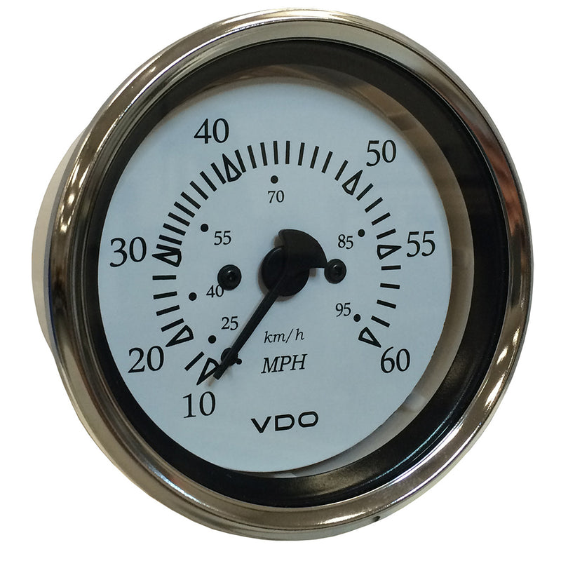 VDO Cockpit Marine 85MM (3-3/8") Pitot Speedometer - 0 to 60 MPH - White Dial/Chrome Bezel [260-15270] - Mealey Marine