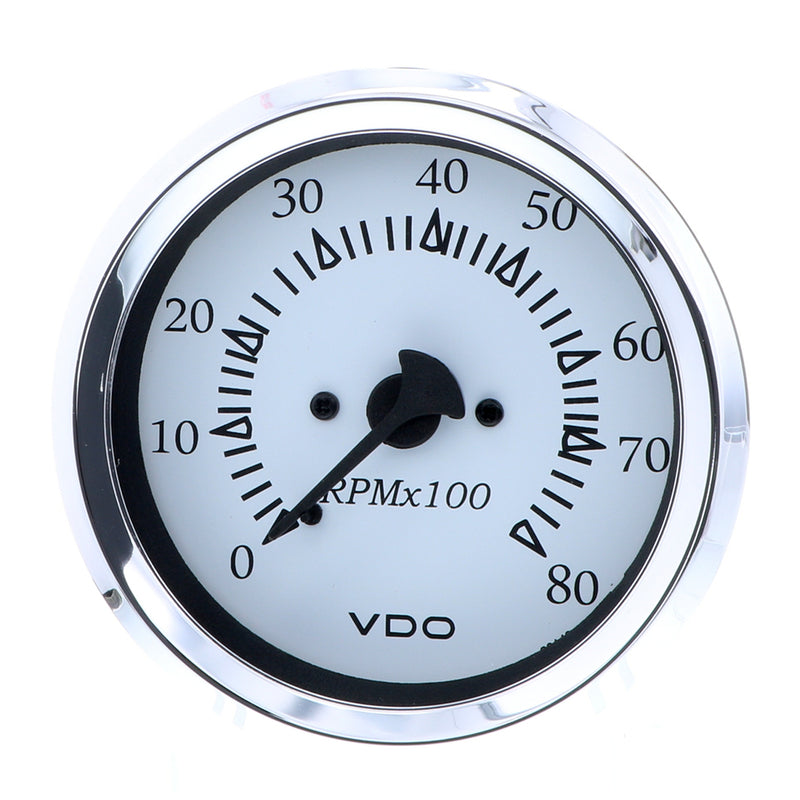 VDO Cockpit Marine 85MM (3-3/8") Outboard Tachometer - White Dial/Chrome Bezel [333-15275] - Mealey Marine