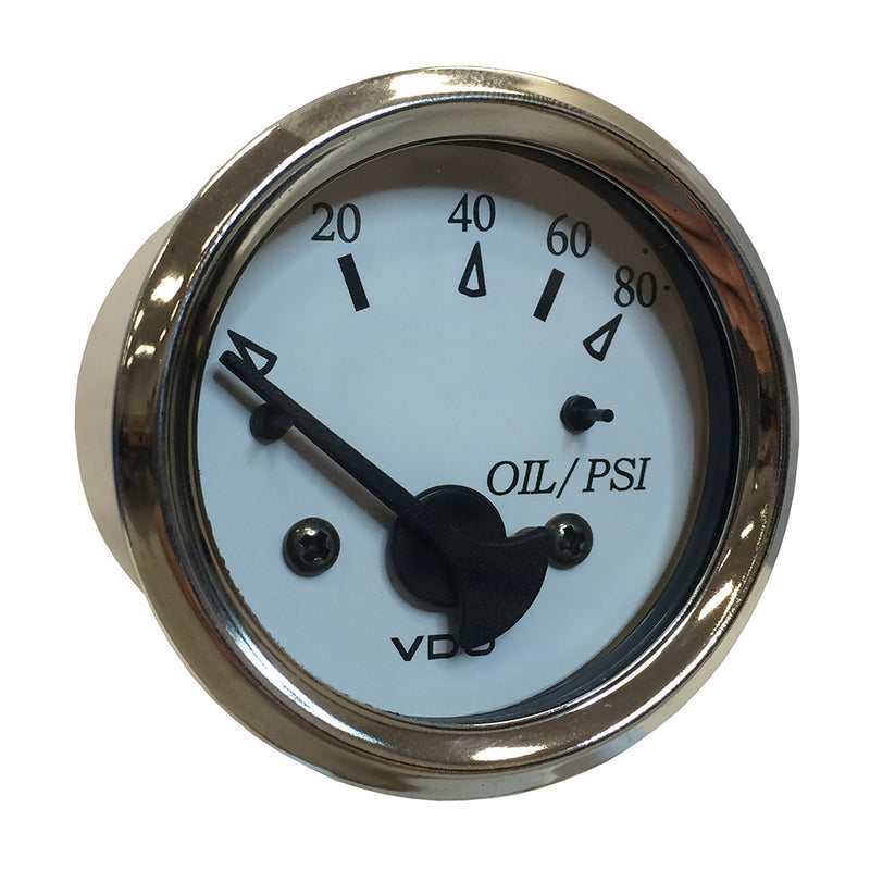 VDO Cockpit Marine 52MM (2-1/16") Oil Pressure Gauge - White Dial/Chrome Bezel [350-15276] - Mealey Marine