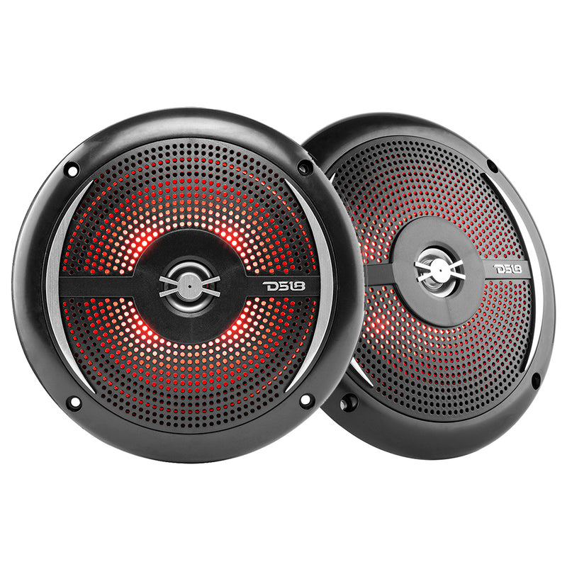 DS18 HYDRO 6.5" 2-Way Marine Slim Speakers w/RGB LED Lighting 100W - Black [NXL-6SL/BK]