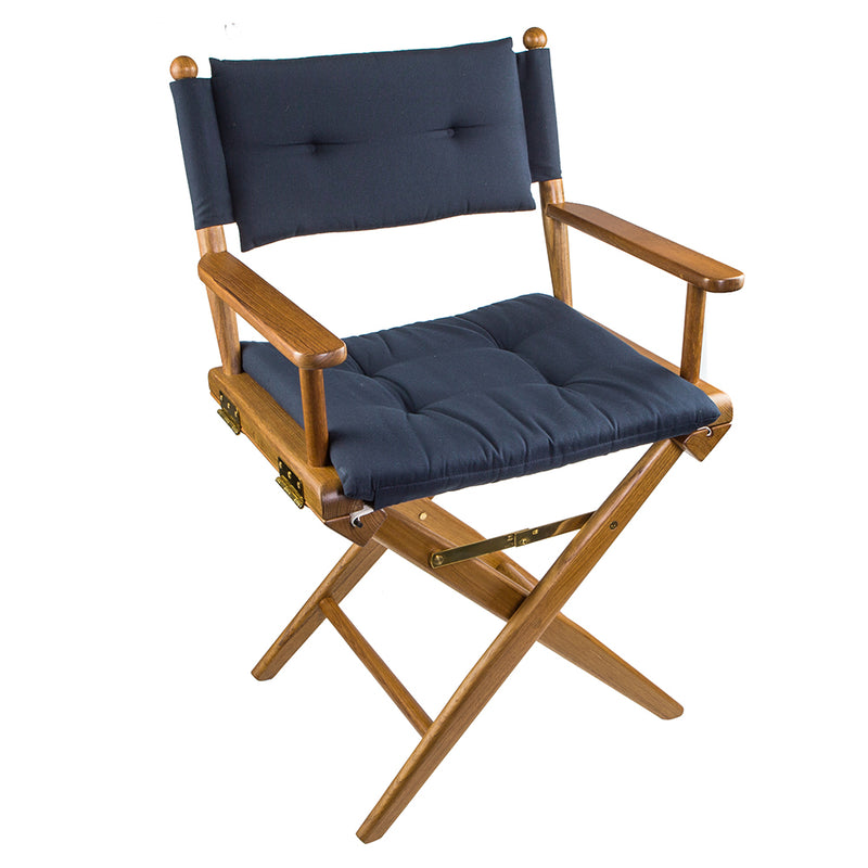 Whitecap Directors Chair w/Navy Cushion - Teak [61042] - Mealey Marine