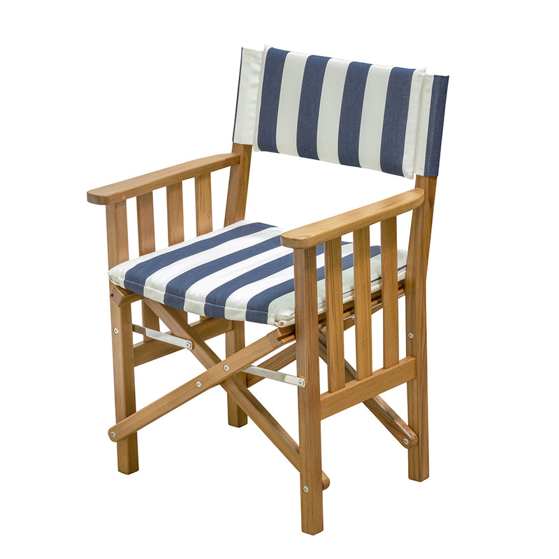 Whitecap Directors Chair II w/Navy  White Cushion - Teak [61050] - Mealey Marine