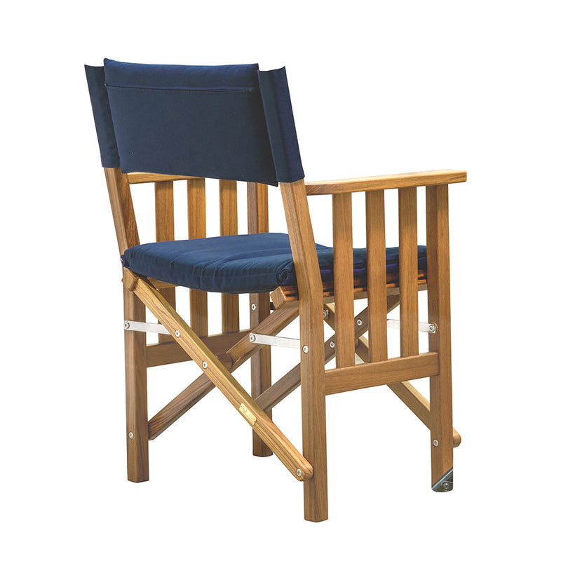 Whitecap Directors Chair II w/Navy Cushion - Teak [61052] - Mealey Marine