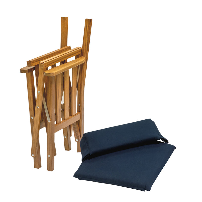 Whitecap Directors Chair II w/Navy Cushion - Teak [61052] - Mealey Marine