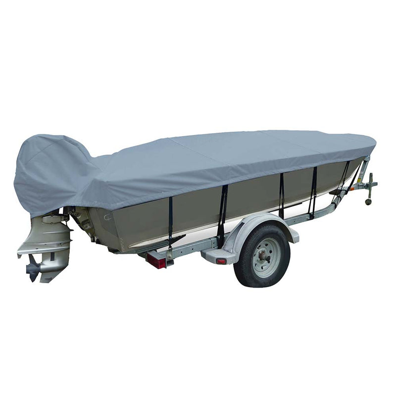 Carver Poly-Flex II Narrow Series Styled-to-Fit Boat Cover f/14.5 V-Hull Fishing Boats - Grey [70124F-10] - Mealey Marine