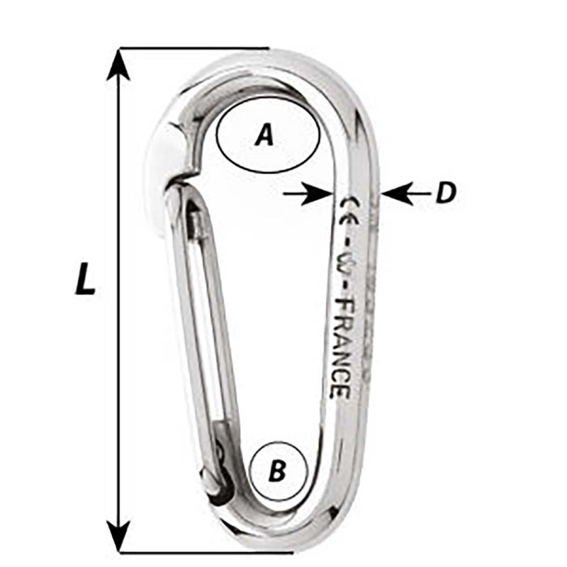 Wichard Symmetric Carbin Hook Without Eye - Length 120mm - 15/32" [02337]