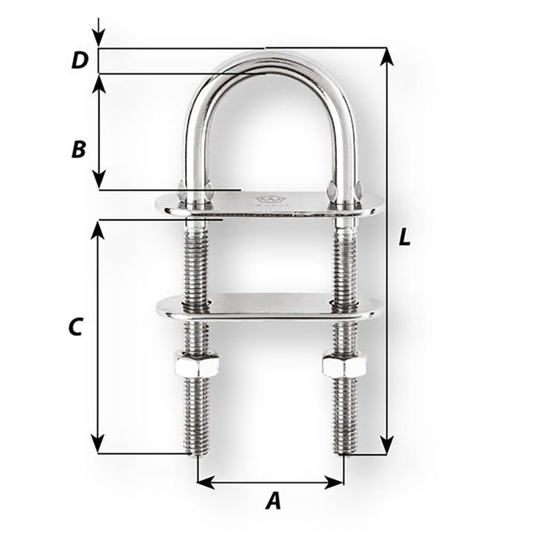 Wichard U-Bolt Pad Eye - 10mm Diameter - 25/64" - 90mm Length - 3-35/64" [06515]